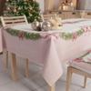 Petti Christmas Tablecloth 140 x 360 cm, Rectangular, Stain-Resistant Microfiber, Pink Feather Bow view 1