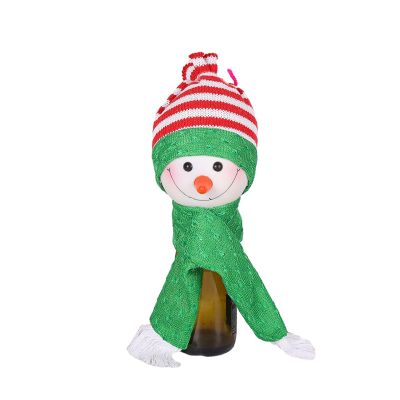 LEMCC 4-Pack Christmas Wine Bottle Covers, Plush Wine Bottle Gift Bags, Table Decorations (#5)