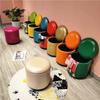 Round Leather Storage Ottoman with Cushion view 2