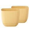 Tymar Flower Pot with Saucer, 2-Pack, Plastic Cachepot, Square Shape (11 x 11 cm, Yellow) view 1