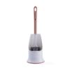 HASMI Toilet Brush Set with Long-Handle Silicone Brush and Base, Pink view 1
