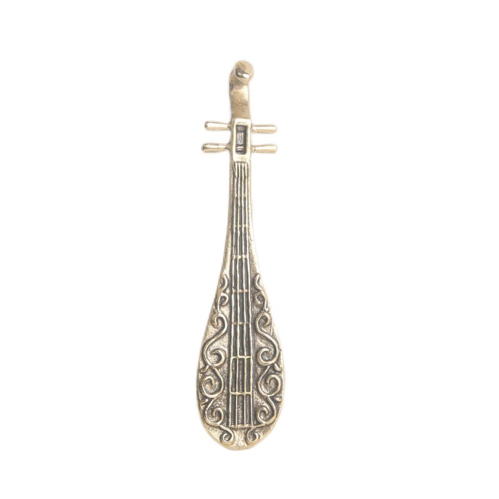 HIRAIDAI Retro Brass Pipa Sculpture, Desktop Decor, 20 × 87 mm
