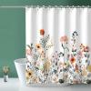 White Floral Polyester Shower Curtain, 160 x 200 cm view 1