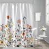 White Floral Polyester Shower Curtain, 160 x 200 cm view 2