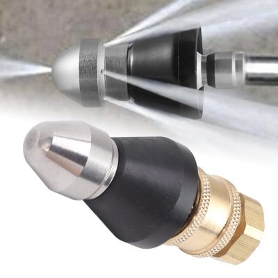 2-Piece High-Pressure Washer G1/4 Pipe Cleaning Nozzle with 3/8 Adapter, Stainless Steel