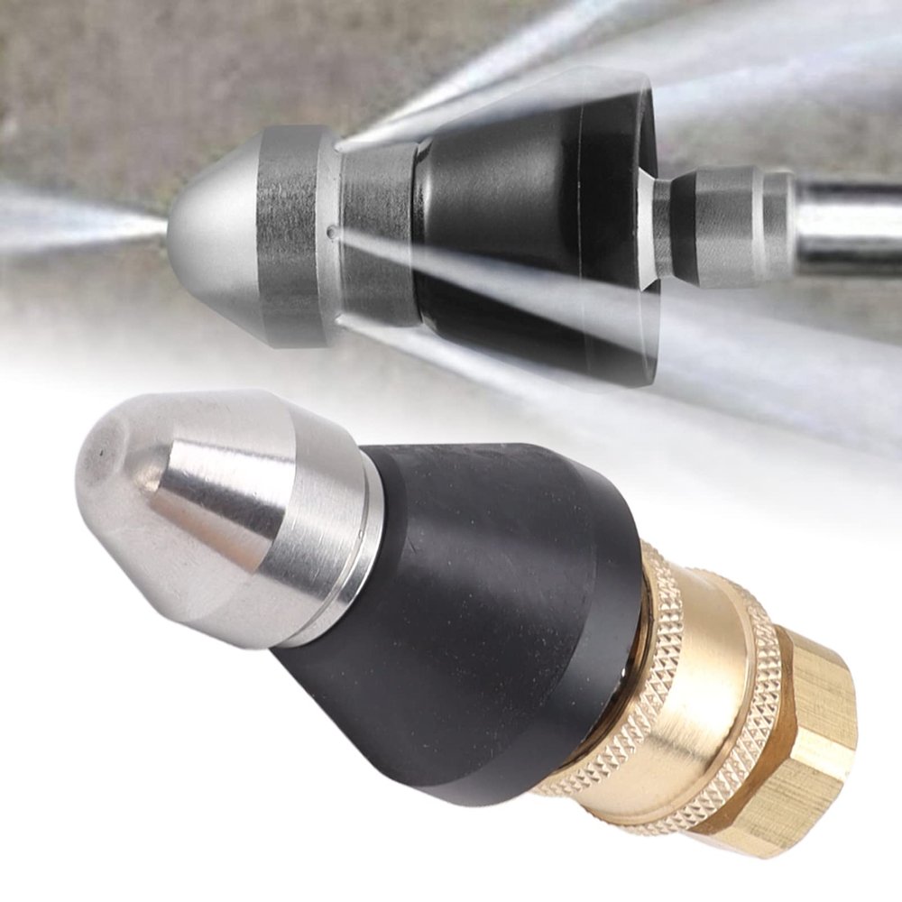 2-Piece High-Pressure Washer G1/4 Pipe Cleaning Nozzle with 3/8 Adapter, Stainless Steel