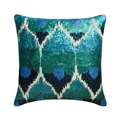 The HomeCentric Mora Blue Silk Decorative Pillow Covers, 2-Pack, 22 x 22 in