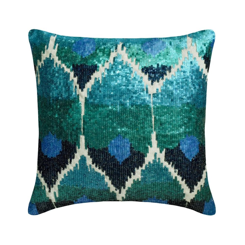 The HomeCentric Mora Blue Silk Decorative Pillow Covers, 2-Pack, 22 x 22 in