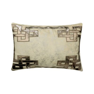Greek Zeus Ivory Velvet Lumbar Pillow Covers, 2-Pack, 12 x 22 in