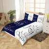 Crown Queen King Duvet Cover Set, Couple Lovers Bedding Set, White and Navy Blue view 3