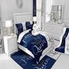 Crown Queen King Duvet Cover Set, Couple Lovers Bedding Set, White and Navy Blue view 4