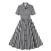 Women's Black and White Striped 1950s Rockabilly Pin-Up Dress, Small view 1