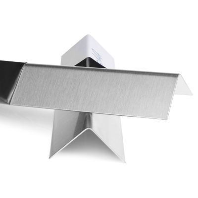 Brushed Stainless Steel Angle, 1.5 mm Thick, 250 mm Long, 80 x 50 mm Inside Leg Dimensions
