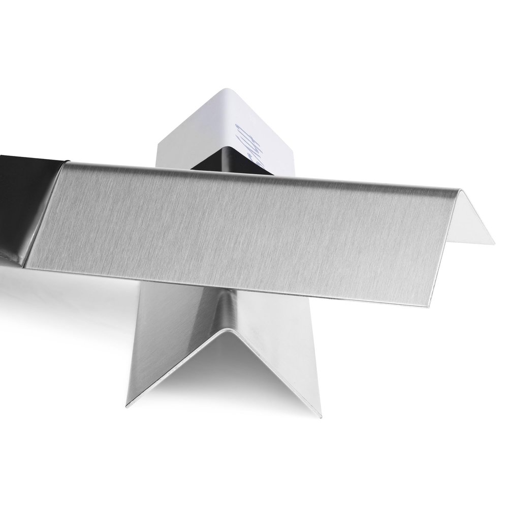 Brushed Stainless Steel Angle, 1.5 mm Thick, 250 mm Long, 80 x 50 mm Inside Leg Dimensions