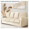 SYLC Split Sofa Cover with Separate Seat Cushion and Backrest Covers, Anti-Slip, Beige, Large 4-Seat Set, 9 Pieces view 2