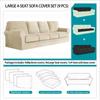 SYLC Split Sofa Cover with Separate Seat Cushion and Backrest Covers, Anti-Slip, Beige, Large 4-Seat Set, 9 Pieces view 3