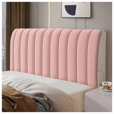 Padded Velvet Headboard Cover, Dustproof Stretch, Quilted, Pink, 120 x 60 cm