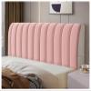 Padded Velvet Headboard Cover, Dustproof Stretch, Quilted, Pink, 120 x 60 cm view 1