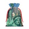 Christmas Drawstring Gift Bags with NYC Statue of Liberty Print view 2