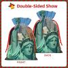 Christmas Drawstring Gift Bags with NYC Statue of Liberty Print view 3