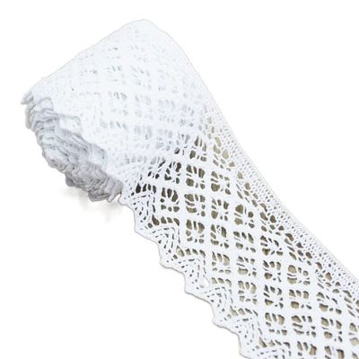 RaamKa Cotton Lace Ribbon Trim, 4 Pieces (5 m per Roll), White/Beige, Color 39