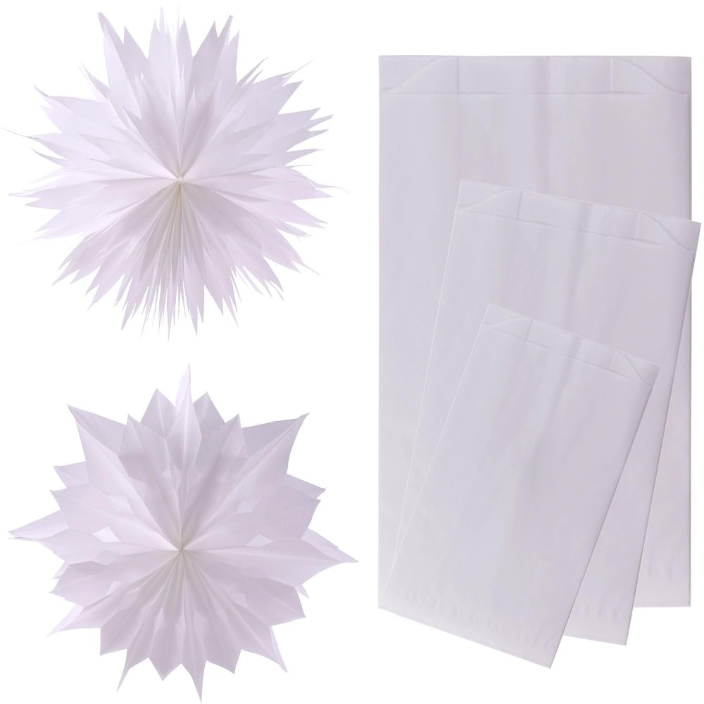 DIY-24H | Various Sizes Available | White Paper Gift Bags, Small Candy Bags, Christmas Star, Cookie, Bread and Bread Roll Bags (150 x 290 x 55 mm, 1,000 pcs.)
