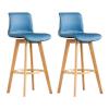 Guyifuny Swivel Vintage Bar Stools with Backrest and Footrest, Set of 2, Faux Leather, Solid Wood Legs, Blue, 71 cm view 1