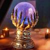 Yusat Halloween Illuminated Crystal Ball with Witch Hands and Skull, Brown view 2