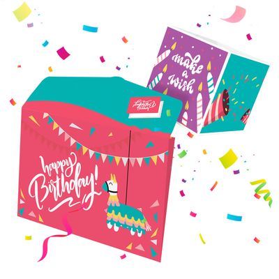 FETTIPOP Exploding Confetti Envelope Birthday Card (Llama)