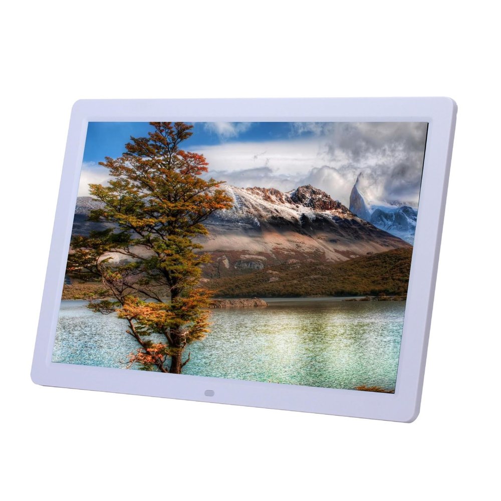 17-Inch High-Resolution Digital Photo Frame, 1080P Video Player, Wall-Mounted, Portrait Display, Remote Control, White