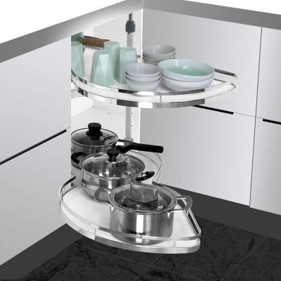 Pull-Out Kitchen Corner Cabinet Carousel, 36-Inch/900-mm, White, Left