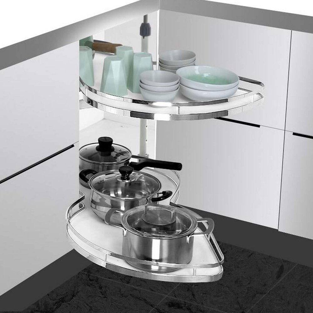 Pull-Out Kitchen Corner Cabinet Carousel, 36-Inch/900-mm, White, Left