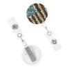 American Patriotic Flower Retractable Badge Reel with Clip and Key Ring view 3