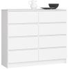 AKORD K-120 Dresser with 8 Drawers, White, 120 x 99 x 40 cm view 1