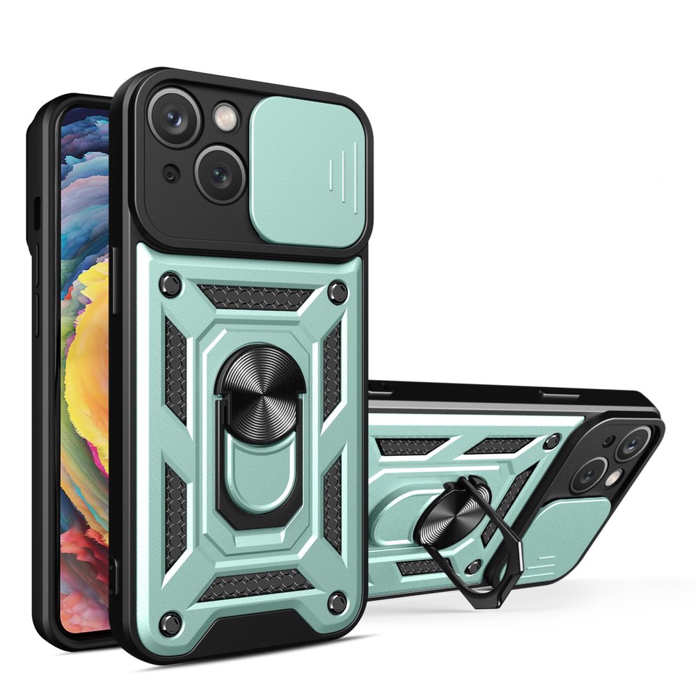 Case Compatible with Samsung Galaxy A32 5G / M32 5G, Sliding Camera Lens Cover, Built-In Ring Stand, 2-in-1 Protective Phone Cover