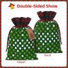 SSIMOO Green Polka-Dot Gift Bags with Drawstring, Patchwork Jute, Reusable view 3