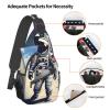 SSIMOO Versatile Travel Hiking Backpack, Astronaut on the Moon, for Outdoor Cycling, Chest Pocket, One Size view 4