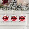 Red Lips Kiss Christmas Star Ceramic Hanging Ornament view 1