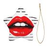 Red Lips Kiss Christmas Star Ceramic Hanging Ornament view 2