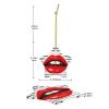 Red Lips Kiss Christmas Star Ceramic Hanging Ornament view 4