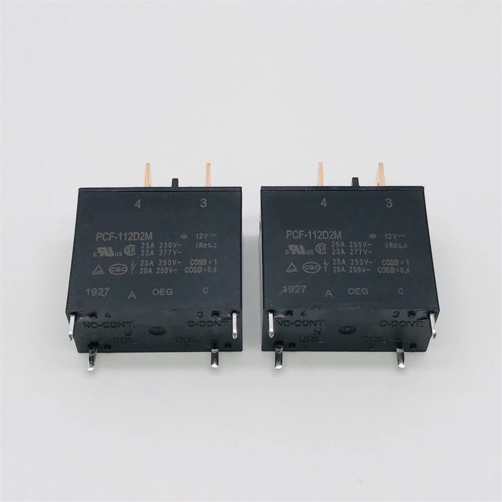10PCS PCF-112D2M 12VDC Relay, PCF-124D2M 24VDC, 25A 250VAC, 1 NO Contact, 4-Pin (Size: 12V)