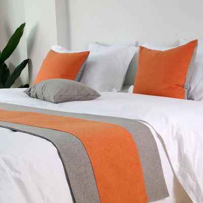 Patchwork Cotton-Linen Bed Runner, 48 x 240 cm, 48 x 210 cm, or 48 x 180 cm, Decorative Design, Bedspread, Runner, Home Décor, Pink, Blue, Orange (Color: Orange, Size: Runner 4