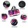 Duffel Bag for Women and Men, Purple Watercolor with Red and Yellow Flowers, 17.7 x 9 x 9 in view 2