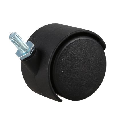 6 mm Threaded Stem 40 mm Dual-Wheel Swivel Caster, Black