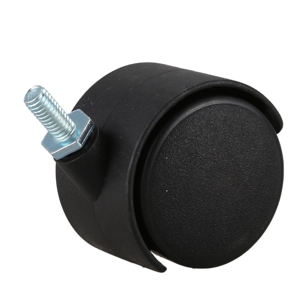 6 mm Threaded Stem 40 mm Dual-Wheel Swivel Caster, Black