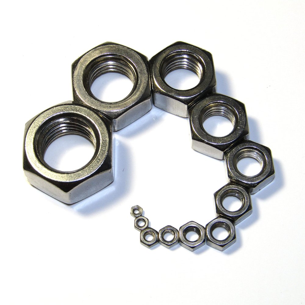 5-Pack M12-1.25 Metric 304 Stainless Steel Fine-Thread Hex Nuts
