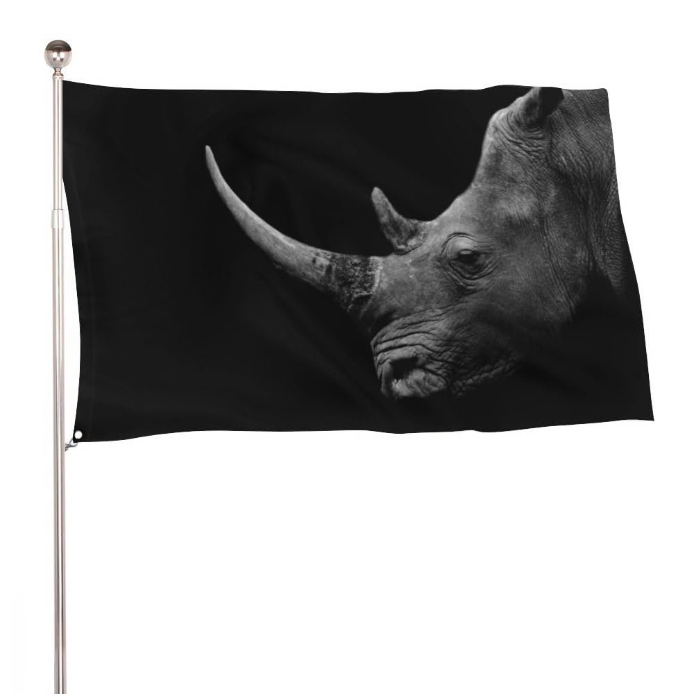 NIBABAEU Decorative Big Horn Rhino Garden Flag, 60 x 90 cm