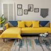 Solid Corduroy Combination Sofa Cushion Cover, Anti-Slip, Brown/Gray, 2/3/4-Seater, Y01, 110 x 180 cm view 1
