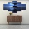 5-Piece Canvas Wall Art for Bedroom - Abstract Tree and Blue Moon, Frameless, 150 x 100 cm - HD Modular Prints, 5 Panels for Living Room, Bedroom and Home Decoration view 2