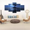 5-Piece Canvas Wall Art for Bedroom - Abstract Tree and Blue Moon, Frameless, 150 x 100 cm - HD Modular Prints, 5 Panels for Living Room, Bedroom and Home Decoration view 3